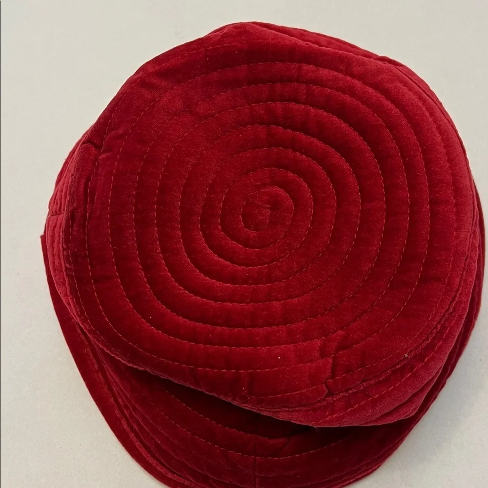 90’s TOUCAN COLLECTION NEW YORK RED VELOUR SILK FLOWER BUCKET HAT